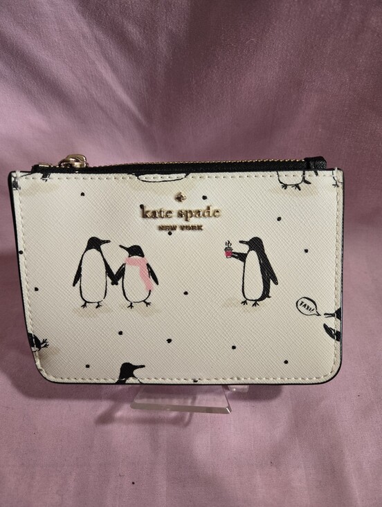 kate spade Handbags - kate spade White Penguin Print Card Pouch/Wallet EUC